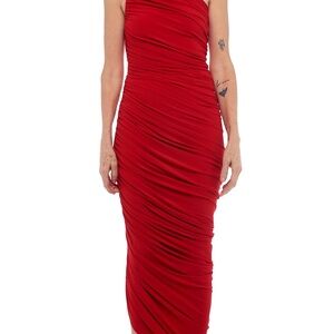 Norma Kamali Red Ruched Dress